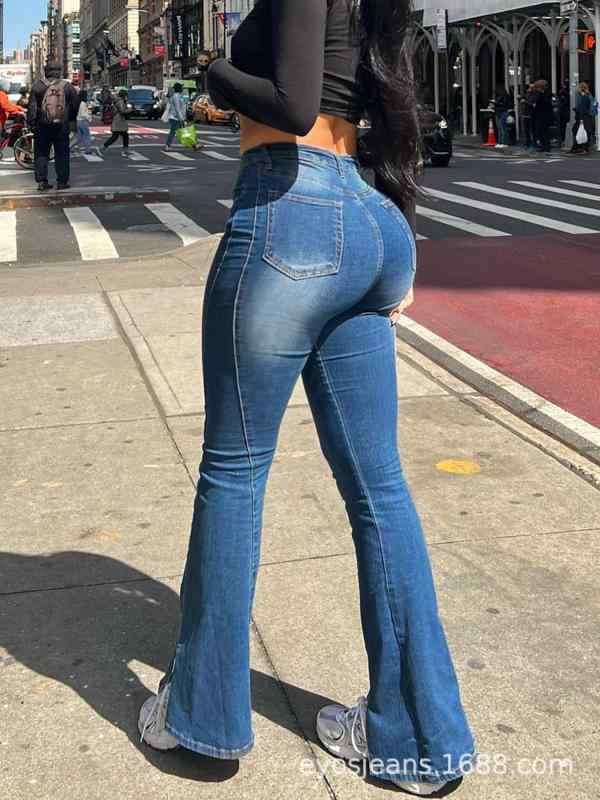 デニムパンツ レディース ハイウエスト ビッグサイズ 微フレア ロングパンツ 秋 ストレッチ デニム カジュアル 普段使い ボトムス ズボン