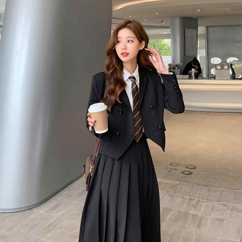 学院風 レディース スーツセット スカート JK制服 ジャケット 面接用 ビジネスカジュアル 春秋 テーラード フォーマル ポリエステル混 膝丈 スタンダードフィット