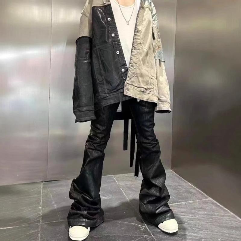 ジーンズズボン下 メンズ 黒いこと ワイドレッグ 微太陽フレア 高伸縮性 蝋涙工業 シュロの葉 暗然たる色つや 心地よい ジーンズ原料品 伸縮自在 上塗り工業 特殊