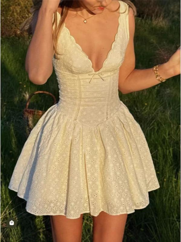ワンピース レディース 夏 セクシー 深Vネック レース スリムフィット 透け 花柄 Aライン ノースリーブ 軽量 伸縮性 女性用