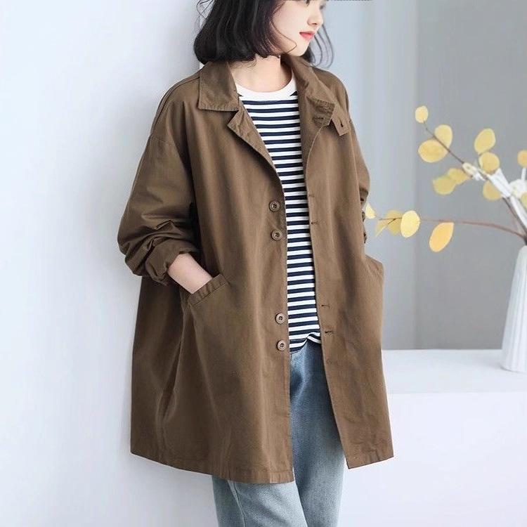 トレンチコート 女性用 中長丈 ゆったりシルエット 洗練 春秋 カジュアル ブリティッシュスタイル シンプル ロング丈 アウター 日常使い 軽量 ストレッチ素材