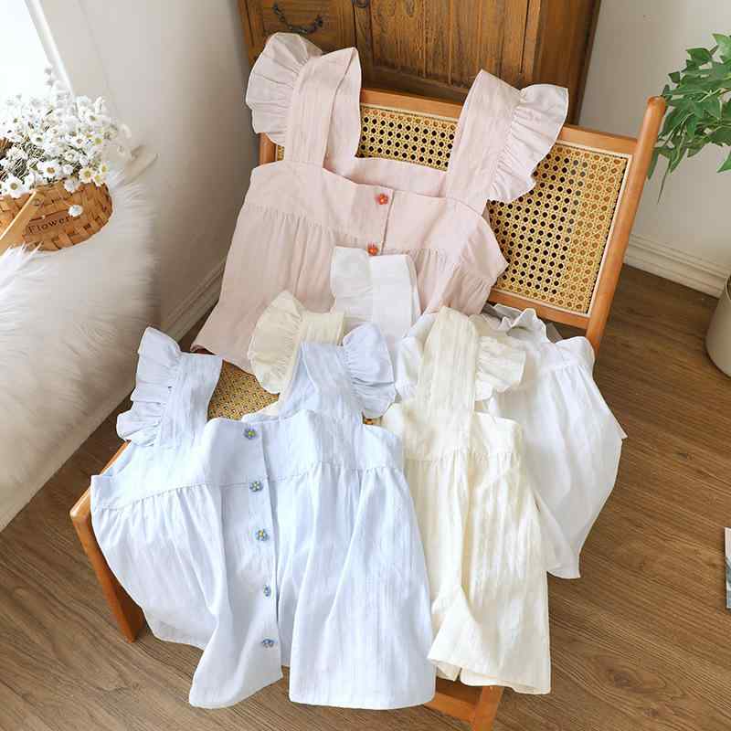 パジャマセット 女性用 夏 かわいい フリル 小袖 薄手 ゆったり 吊り帯 ショーツ ルームウェア リラックス ホームファッション 吸湿速乾 軽量 キャミソール 寝間着