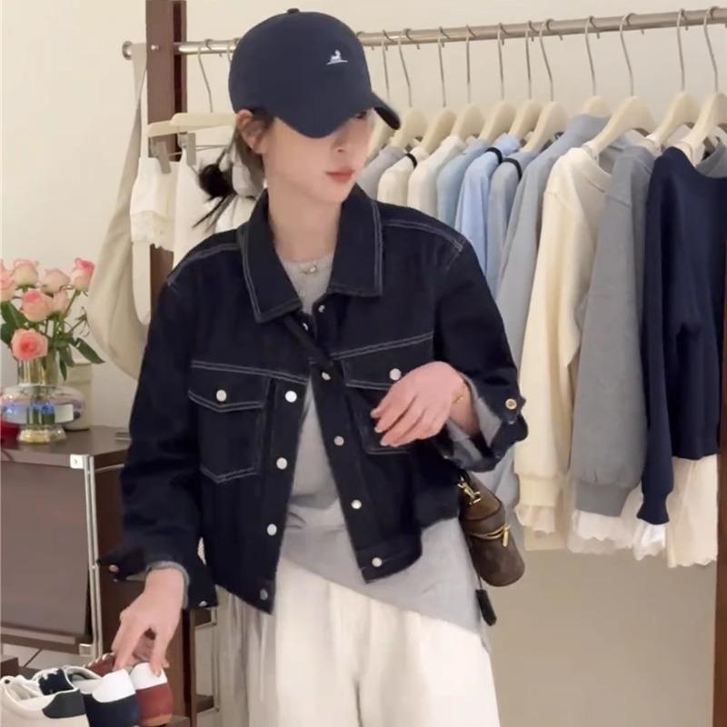デニムジャケット レディース 春 ショート丈 レトロ ゆったり 高級感 小柄対応 デニム素材 軽量 普段使い ベーシック トップス