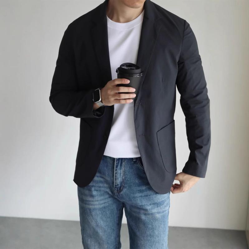 スーツ 男性用 軽量 イージーケア カジュアル ビジネス 通勤 春夏 ポリエステル 混紡 ストレッチ 吸湿速乾 多機能 普段使い