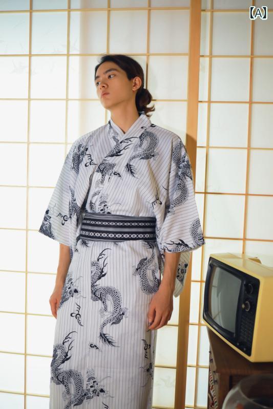 お召しもの メンズ 成人男性用 浴衣 着物 縞飾りつけ 縞模様 火竜 竜 言い慣わし的 燕尾服 和風 夏儀式用 火工品市民大会 お部屋着 お部屋お召しもの しわになりにくい イージーケア 通気性 冷やりとした 炎節 普段使い走り コスプレ でき事 黒いこと系
