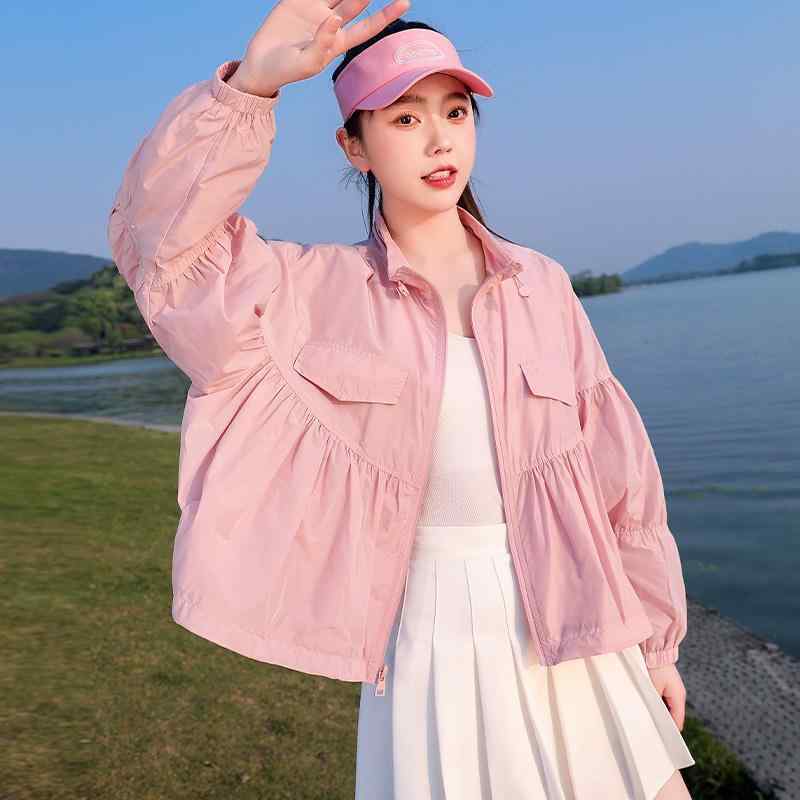 ジレー レディース 夏用 日焼押しとどめる 薄っぺら ゆったり ルーズフィット か細い見せ 照明ランプ色つや 流行り物 ひな型 アウター UVとり捨てる 軽さ 通い 普段使い