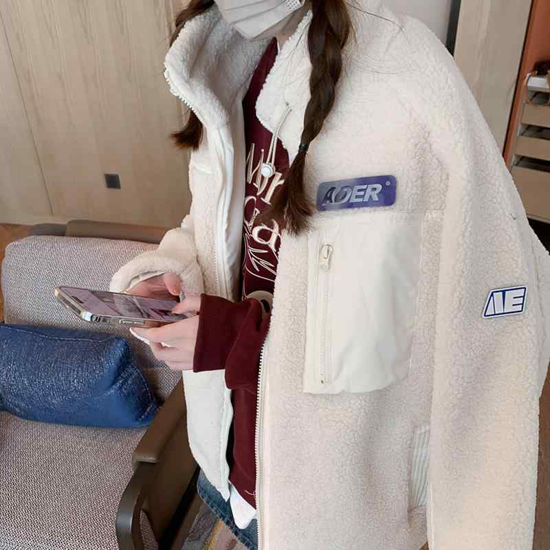 コート レディース 春 羊毛ファー カジュアル ゆったり 厚手 暖か 立襟 毛? アウター ルーズフィット 保温 日常使い 軽量 柔らかい素材(x2)