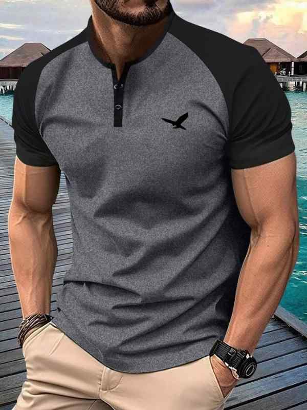 Tシャツ メンズ 短袖 ヘンリーネック トップス アウトドア スポーツ 用 春夏 カジュアル スタイル 吸湿速乾 機能性 軽量 快適 着用|フェイスフル 店