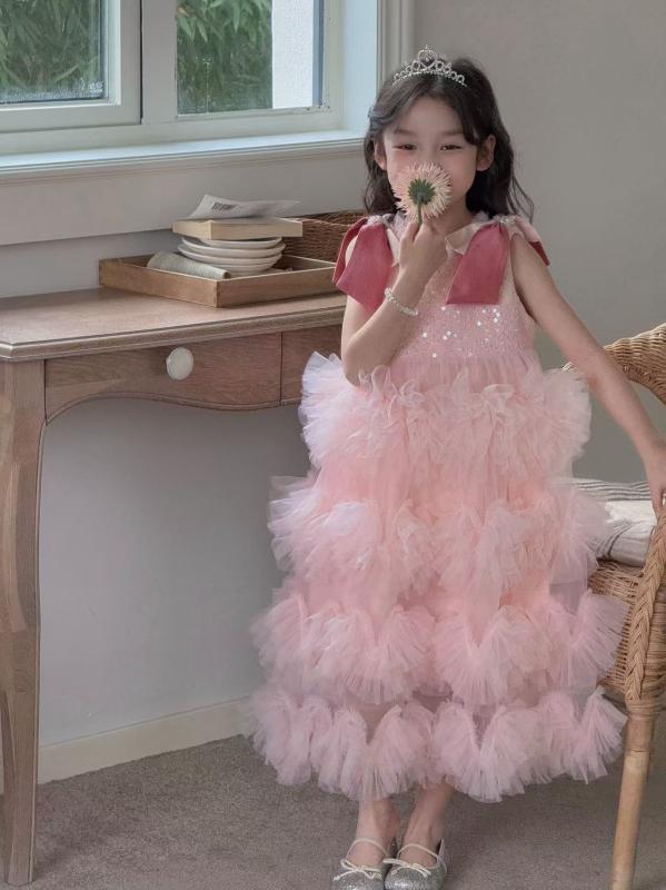 ワンピース 女の子 プリンセスドレス チュールスカート キャミソールタイプ 大きめ裾 かわいいデザイン 誕生日パーティー用 軽量素材 フレアシルエット 日常使い ギフト向き(x3)
