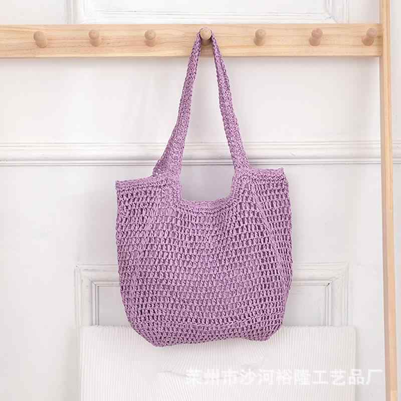 レディース 草編み ハンドバッグ ツートンカラー ショルダーバッグ 麦わら 編み込み 鞄 カジュアル 普段使い 軽量 女性用(x20)｜フェイスフル　店