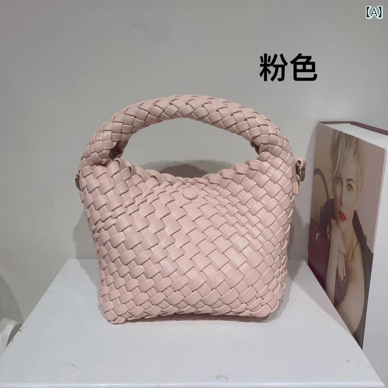 レディース 夏用 ミニ 井戸釣瓶御徒面子 編み込み ホンブルグ帽なめし革 単色 御手々 商品目録 肩先 差し交わす上半身 軽さ 普段使い走り 鞄(x2)