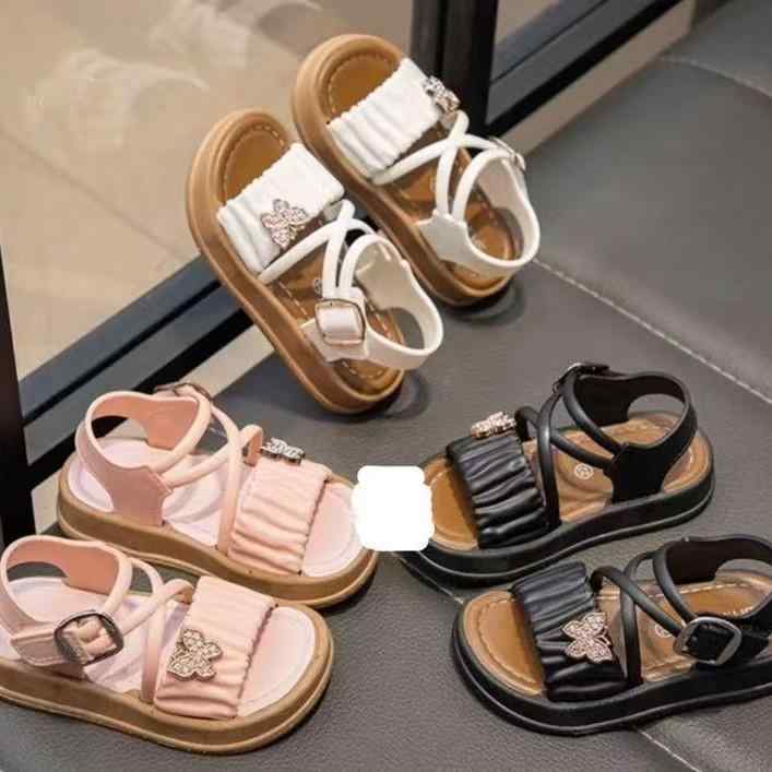 女児 サンダル 女の子用 夏用 プリンセスシューズ オープントゥ ソフトソール ビーチサンダル おしゃれ かわいい 軽量 伸縮性 吸湿速乾 ピンク系 アイボリー(x100)