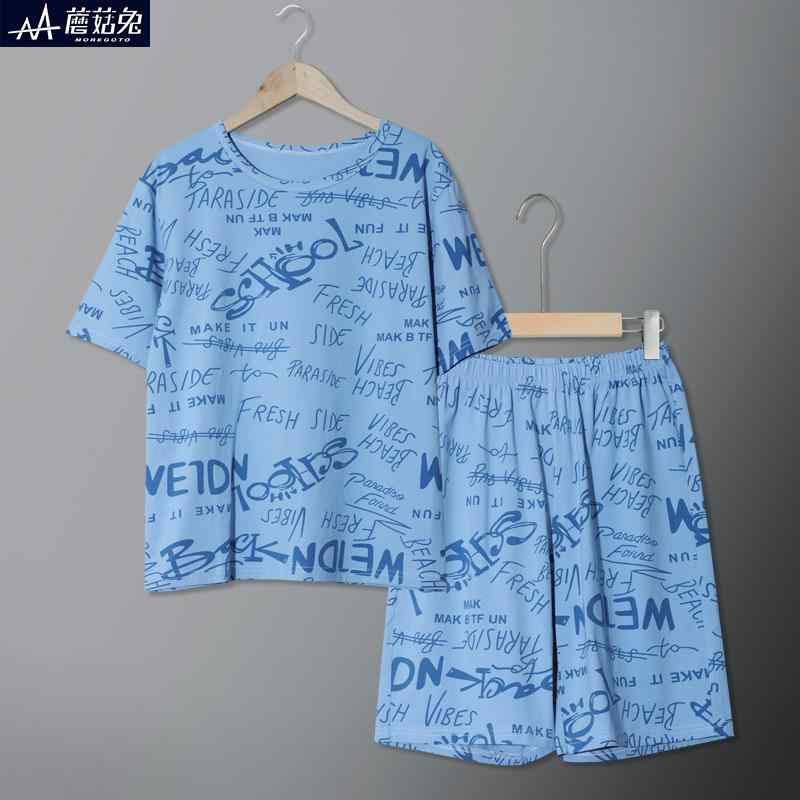 パジャマ お坊っちゃん 夏用 薄っぺら 短袖 さる股引き 書き割り ゆったり 大きめ 御部屋御召しもの 寝巻き 通気性 綿混 住まい服 小わっぱ服(x3)