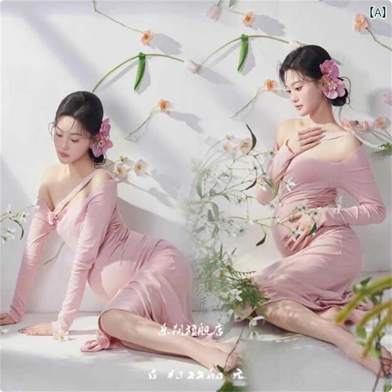 マタニティ 撮影服 春 優しい 韓国風 甘美 スタイル 妊婦 写真 ドレス 妊娠中 ウェア スイート デザイン｜フェイスフル　店