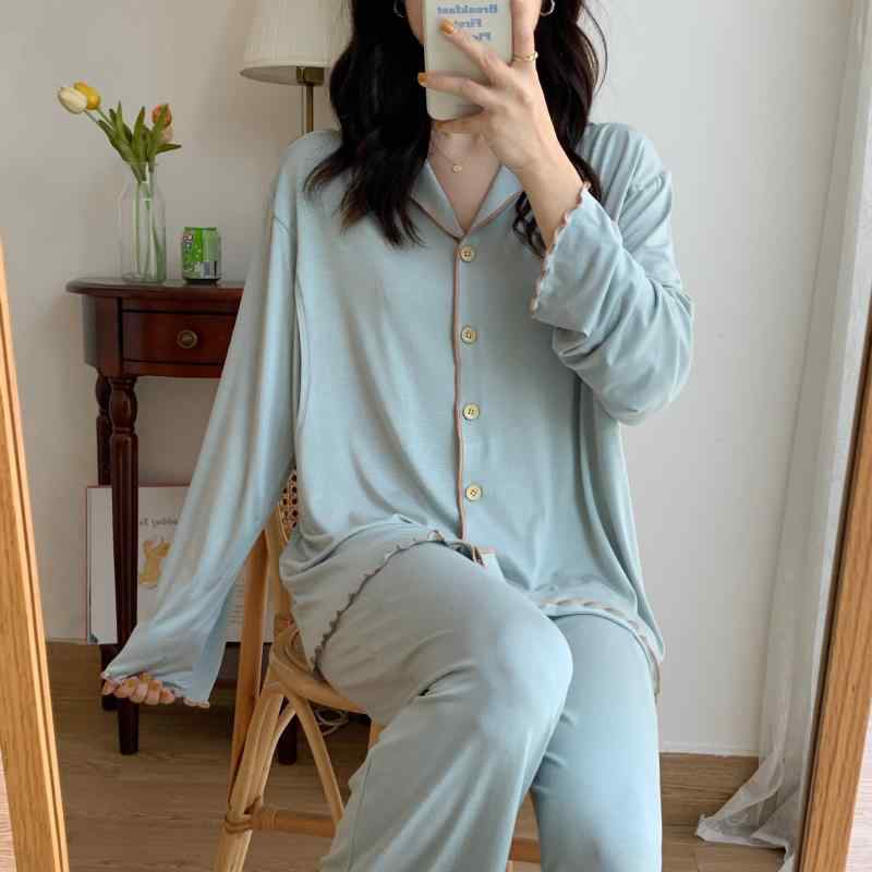 妊婦服 産後服 含ませるパジャマ 春夏 長袖 お部屋お召しもの 分かりやすい モダール原料品 生まれ変わり衣料繊維 パステル色の お部屋着 通気性 吸湿速乾 妊婦用 産褥期期 介護ホームお召しもの(x3)