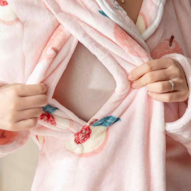 冬 妊婦用 フランネル 産後パジャマ 大きめサイズ 厚手 授乳対応 部屋着 暖か素材 ゆったりシルエット ホームウェア 産褥期 哺乳機能 コットン混 柔らかい ゆったりフィット