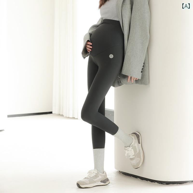 妊婦レギンス 高腰 無痕 腹支え 単層 秋冬 ストレッチ 快適 薄手 マタニティパンツ サポート 伸縮性(x2)