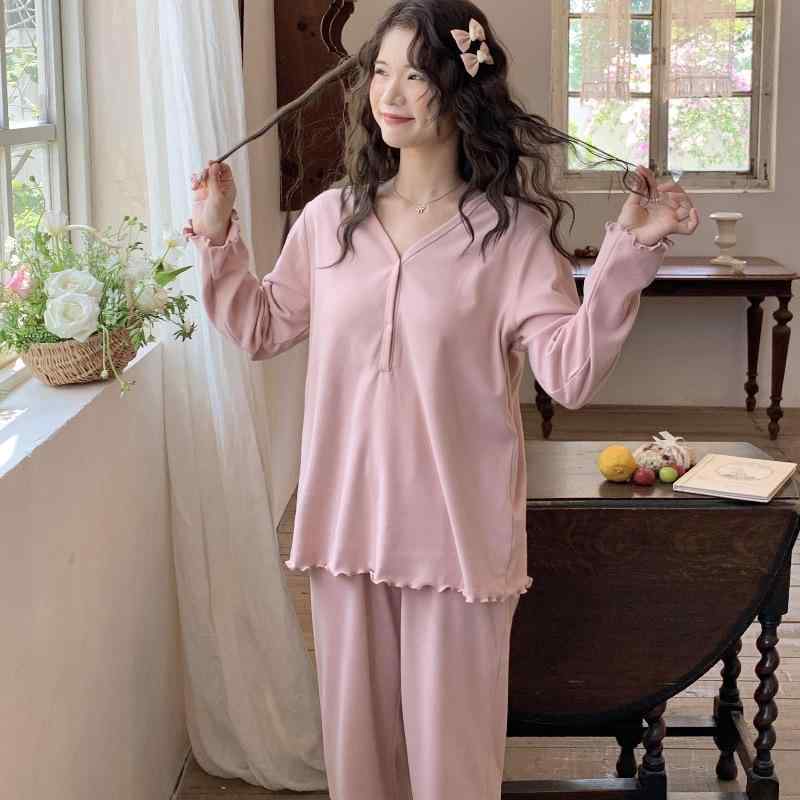 授乳パジャマ マタニティ レディース 妊婦服 産後 ルームウェア 春秋 フランネル素材 暖か 伸縮性 快適 ホームユース(x3)