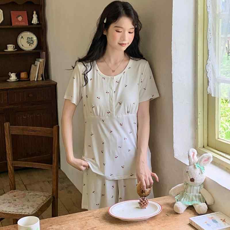 妊婦 授乳パジャマ 夏用 薄手 短袖 モダール素材 胸パッド付き ルームウェア 柔らか 吸湿速乾 妊婦服 産後用 ホームウェア(x3) 7,948円