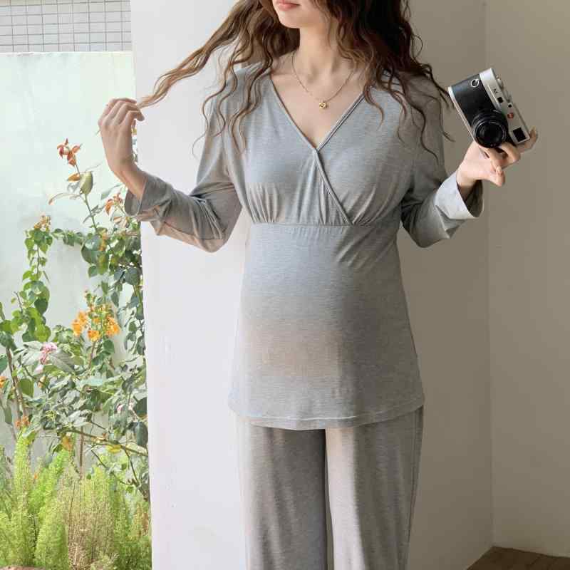 授乳パジャマ レディース 夏用 薄手 モダール素材 胸パッド付き 産後 哺乳服 部屋着 寝間着 柔らかい 吸湿性 通気性(x3)