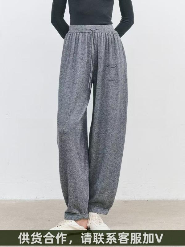 カジュアルパンツ レディース 秋冬 柔らかい ニット ニットパンツ カシミヤ ウール 混紡 ドローストリング ウエストゴム 裾絞り バルーンパンツ ジョガーパンツ ロングパンツ ボトムス ゆったり 着痩せ 体系カバー 大きいサイズ 細見え 暖かい 防寒 ｜フェイスフル　店