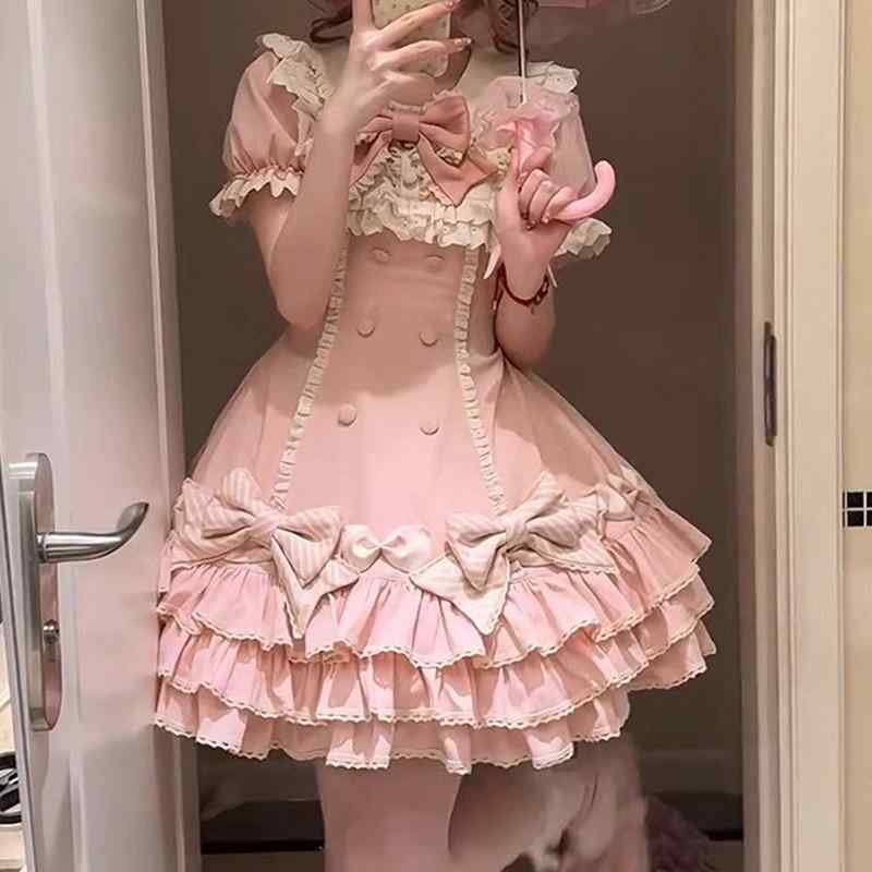 レディース 衣裳 短袖 ロリータ 夏 愛くるしげ シュロの葉 収腰 か細い ふんわり スコート 口さかしい キュート 目論む 通気性 好いたらしい 原料品