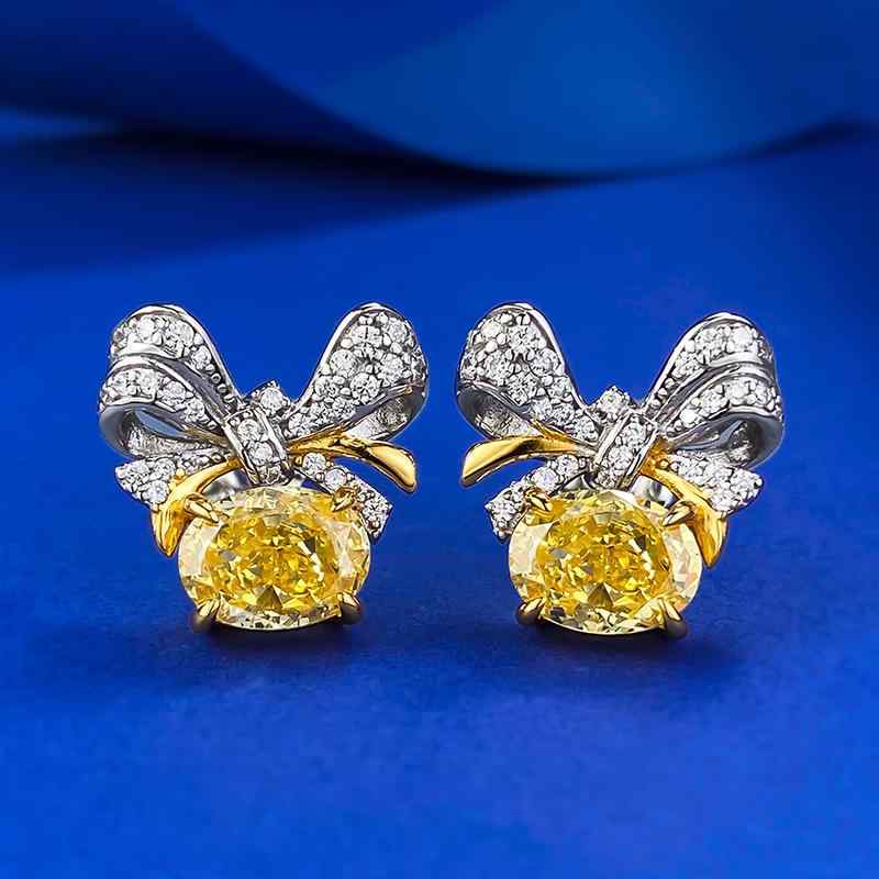 ピアス レディース 耳飾り 両耳用 宝飾品 蝶 夢見鳥 楕円面 オーバル 黄味がかった 黄色 ゴールド 金メッキ 産業 しろがね色925 キラキラ 酸化ジルコニウム  晴れ晴れしい 御前上等感 雅びやか 女子らしい 雅びやか 今めかしい 愛くるしげ 成年者愛くるしげ ブライ
