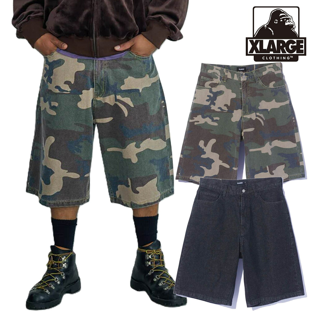 XLARGE エクストララージ WASHED SHORT PANTS メンズ デニムショーツ ハーフパンツ ショートパンツ 5ポケット 101263031001｜FAITHSTORE