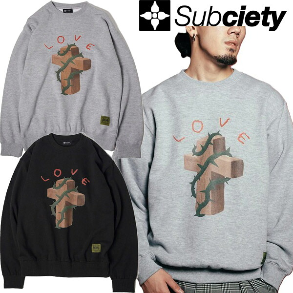 サブサエティ SUBCIETY Thorn cross sweat shirt 152-31118 流汗 調教師 天使 グラフィック ユニ一発やる ブランド名 メンズ 新品 置き目