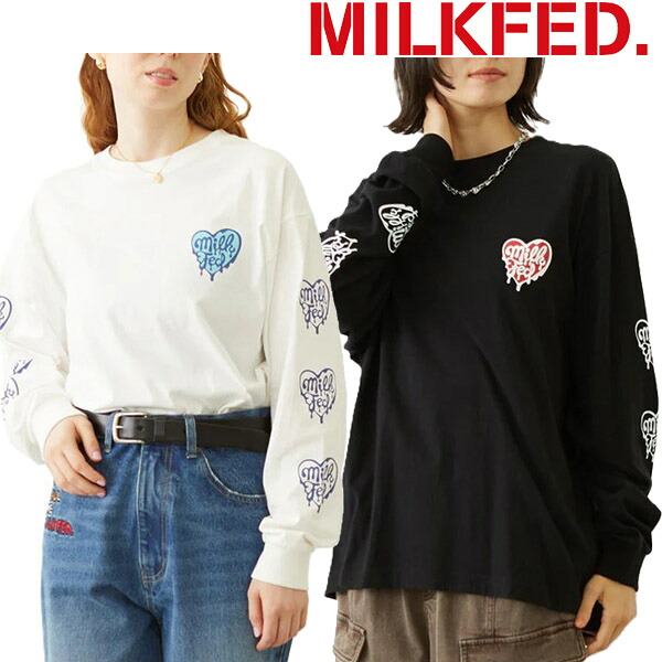 ミルクフェド MILKFED. MELTY HEART WIDE L/S TEE メルティー ハート ロンT 長袖 シンプル 人気 オススメ ビックシルエット レディース ブランド 正規