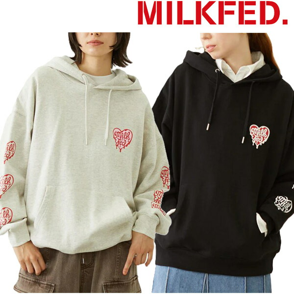 ミルクフェド MILKFED. MELTY HEART WIDE HOODIE SWEAT ハート ワイド スウェット フーディー 人気 オススメ ビックシルエット レディース ブランド 正規