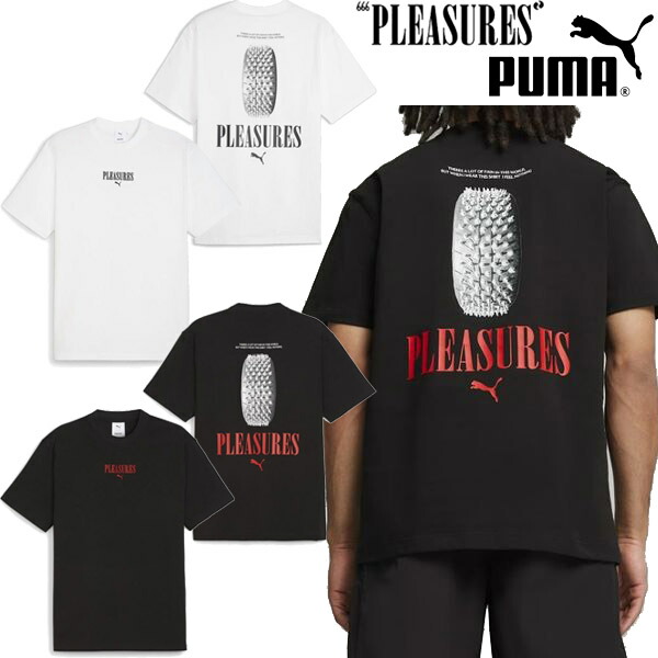 ピューマ PUMA x PLEASURES グラフィック プルオーバー 624096 半袖 メンズ レディース ユニ一発やる 共同研究 うしろ側刷り上げる 置き目 新品