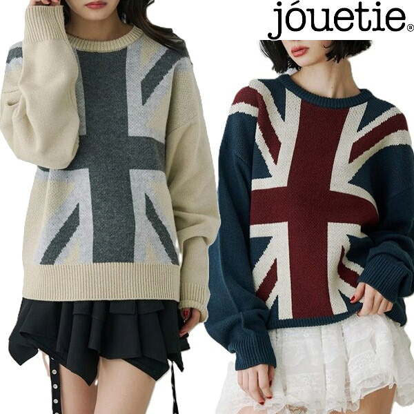 ジュエティー jouetie UnionJackジャガードルーズニット ユニオンジャック セーター パンク 音楽 UK オススメ ロック アミアヤ レディース ブランド