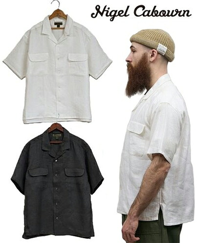 Nigel Cabourn ナイジェルケーボン メンズ OPEN COLLAR SHIRT LINEN TWILL オープンカラーシャツ リネン 正規品 80520011010|FAITHSTORE