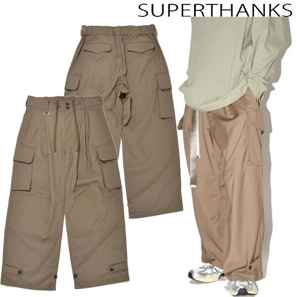 スーパーサンクス SUPERTHANKS ルーズシルエット タックワイド カーゴパンツ Cargo pants パンツ ボトム シンプル M47フィールド ブランド ユニセックス 正規
