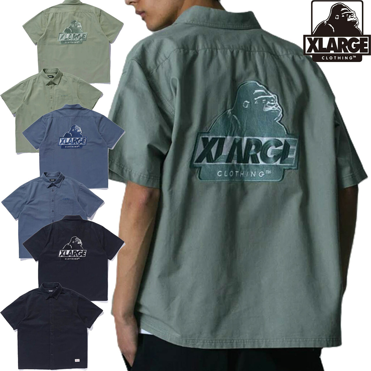 XLARGE エクストララージ メンズ 半袖プルオーバー SLANTED OG S/S WORK SHIRT 細工物プルオーバー 心地よいプルオーバー 101262014003 置き目品