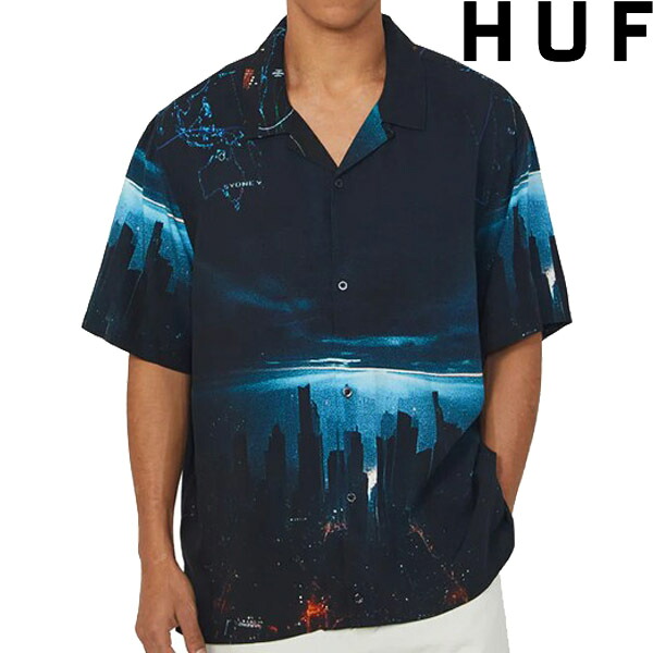 HUF ハフ メンズ 半袖シャツ 開襟シャツ リゾートシャツ 総柄 GROUND CONTROL SS RESORT SHIRT BU00261 正規品 新品