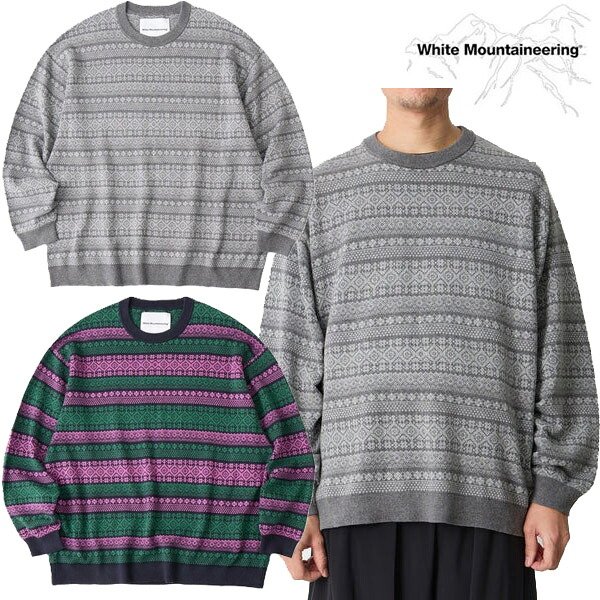 White Mountaineering メンズ 編み物 フェアアイル 労働者の一団のど頚 ジャかばい立て オーガニック原料品 WM2671605 ホワイトマウンテニアリング 定まり品