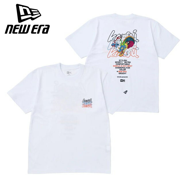 NEW ERA ニューエラ メンズ 半袖Tシャツ コットンTシャツ kansai yamamoto 龍 ホワイト コラボ グラフィック カジュアル 14858848 正規品 新品