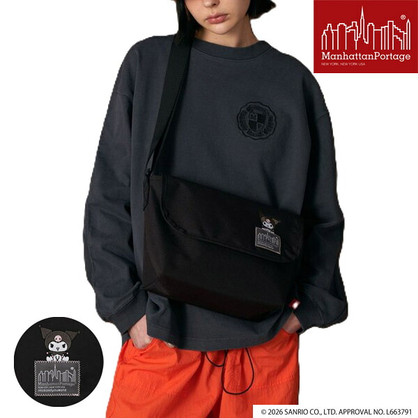 マンハッタンポーテージ Manhattan Portage クロミ サンリオ コラボ 限定 CASUAL MESSENGER SLIM 500D CORDURA MP05JRSBPDMGNT500KRM ユニセックス 正規品