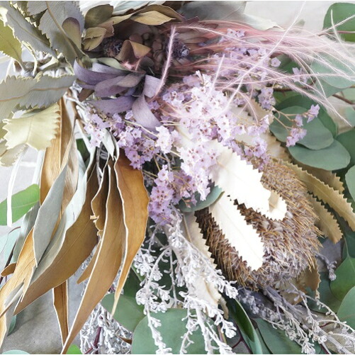 送料無料 限定品 自家栽培の草花を使用したドライへのエイジングを楽しむスワッグ 誕生日プレゼント 花 誕生日 プレゼント ギフト プリザーブドフラワー ドライ フラワー 花束 バンチ 飾り 玄関 リビング 部屋 壁 ドア おしゃれ Liceochiloe Cl
