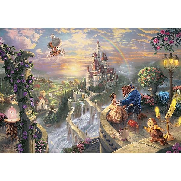 テンヨー(Tenyo) 【日本製】 1000ピース ジグソーパズル ディズニー トーマス・キンケード 美女と野獣 Beauty and the Beast Falling in Love (51x73.5cm) D-1000-487 キャンバス調 ス画像