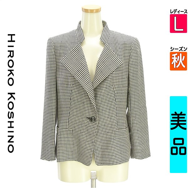 ＼超得★最高限度20%OFF引き換え証／ ヒロココシノ HIROKO KOSHINO 上衣 レディース 秋  黒いこと L 照合のしるし柄上衣 【中古】【古着】【大きい値下】お買い出しマラソン レディースファッション-コート・ジャケット