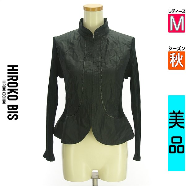 ヒロコビス HIROKO BIS ジャケット レディース 秋 ブラック M +RICO HIROKO BIS リブニット切替ジャケット 【中古】【古着】【セール】