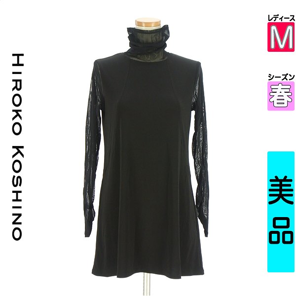 ＼今だけ★全品ポイント10倍／ ヒロココシノ HIROKO KOSHINO カットソー プルオーバー レディース 春 長袖 ブラック M HIROKO KOSHINO TRUNK 袖切替チュニック 【中古】【古着】【大幅値下】