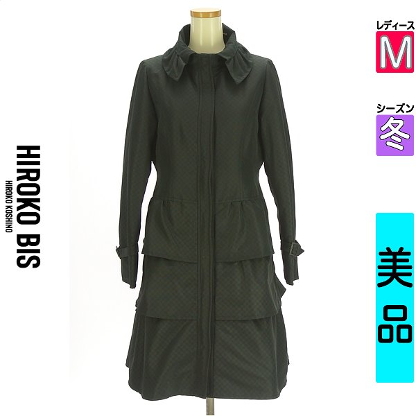 ＼期間限定★20%OFFクーポン／ ヒロコビス HIROKO BIS コート レディース 冬 ブラック M ティアードフレア中綿ロングコート 【中古】【古着】【セール】お買い物マラソン 12,106円