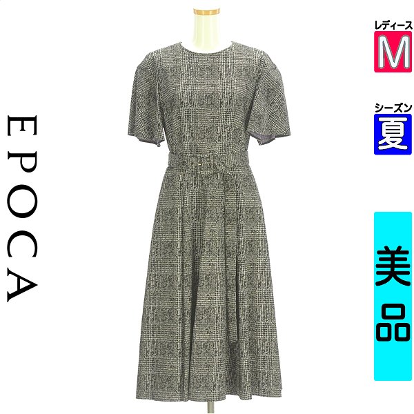 エポカ EPOCA ワンピース チュニック レディース 夏 半袖 ブラック M 半そでチェック柄ワンピース 【中古】【古着】【セール】