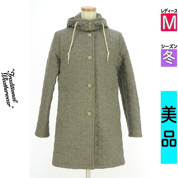 ＼期間限定★20%OFFクーポン／ トラディショナルウェザーウェア Traditional Weatherwear コート レディース 冬 グレー M ウールキルティングコート 【中古】【古着】【セール】お買い物マラソン
