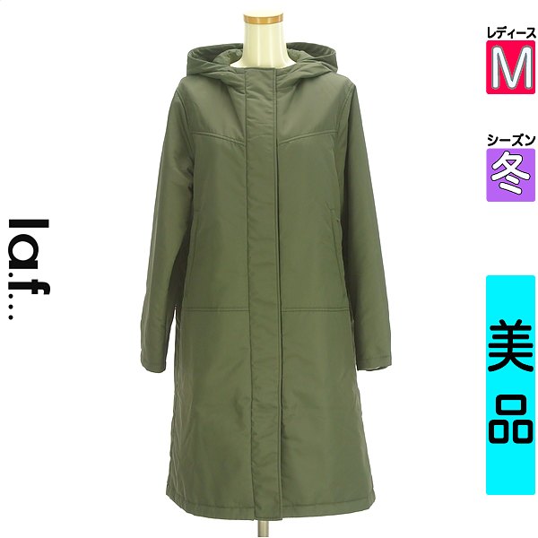 ＼期間限定★20%OFFクーポン／ ラエフ la.f... コート レディース 冬 カーキ M フーディ中綿ロングコート 【中古】【古着】【セール】お買い物マラソン