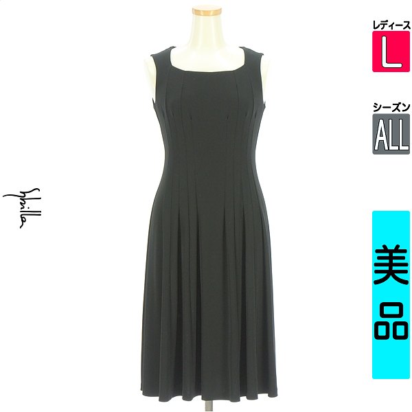 ＼15日★24H限定!!30%OFFクーポン／ シビラ Sybilla ワンピース チュニック レディース オールシーズン ノースリーブ ブラック L 膝丈フレアワンピース 【中古】【古着】【セール】お買い物マラソン 10,842円